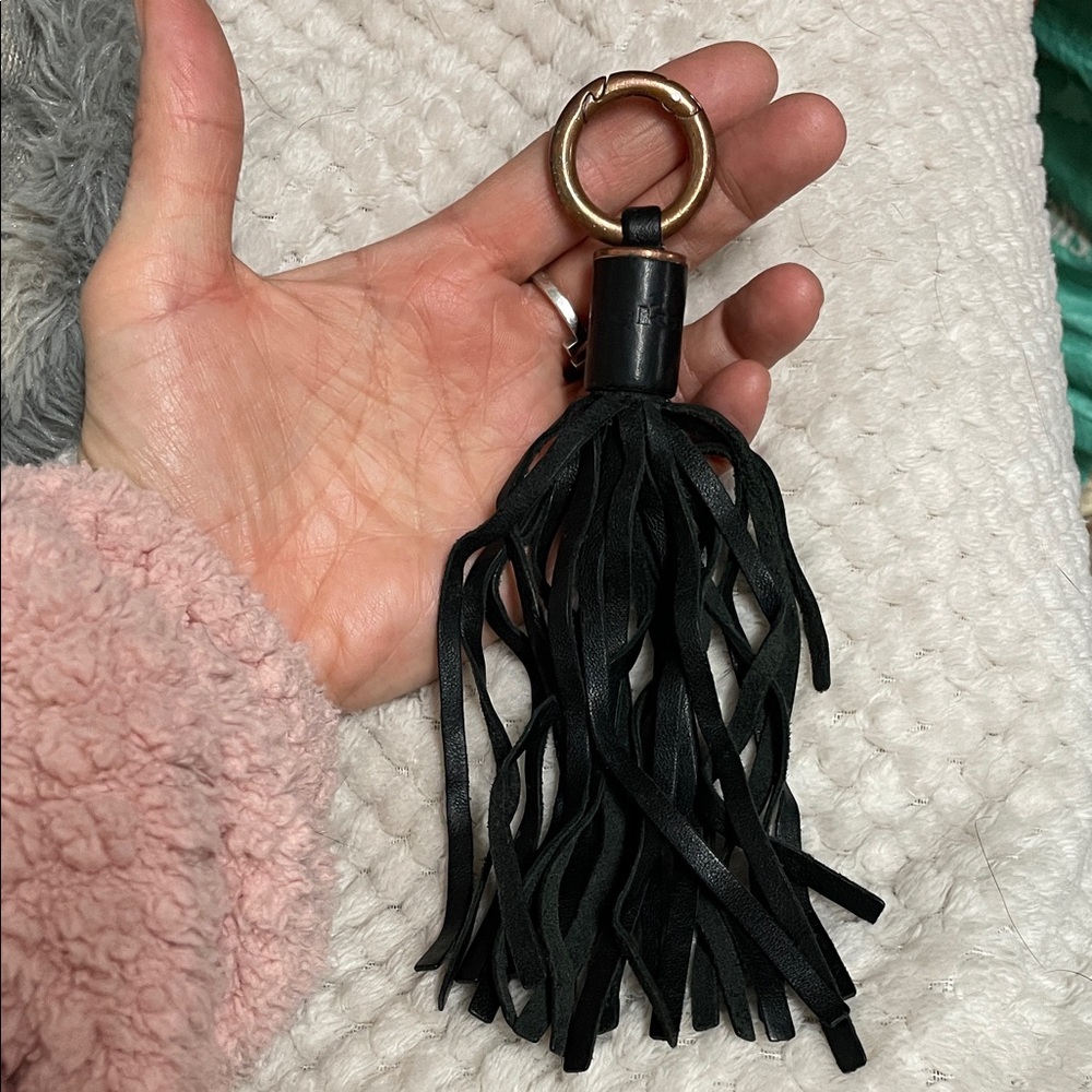 Mackage navy Leather Tassel Keychain/purse charm
